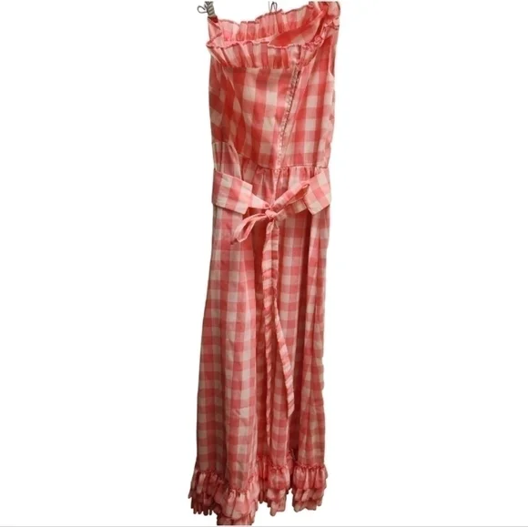 Gingham Check Pink Ruffle Vtg Dress - Picture 2 of 9